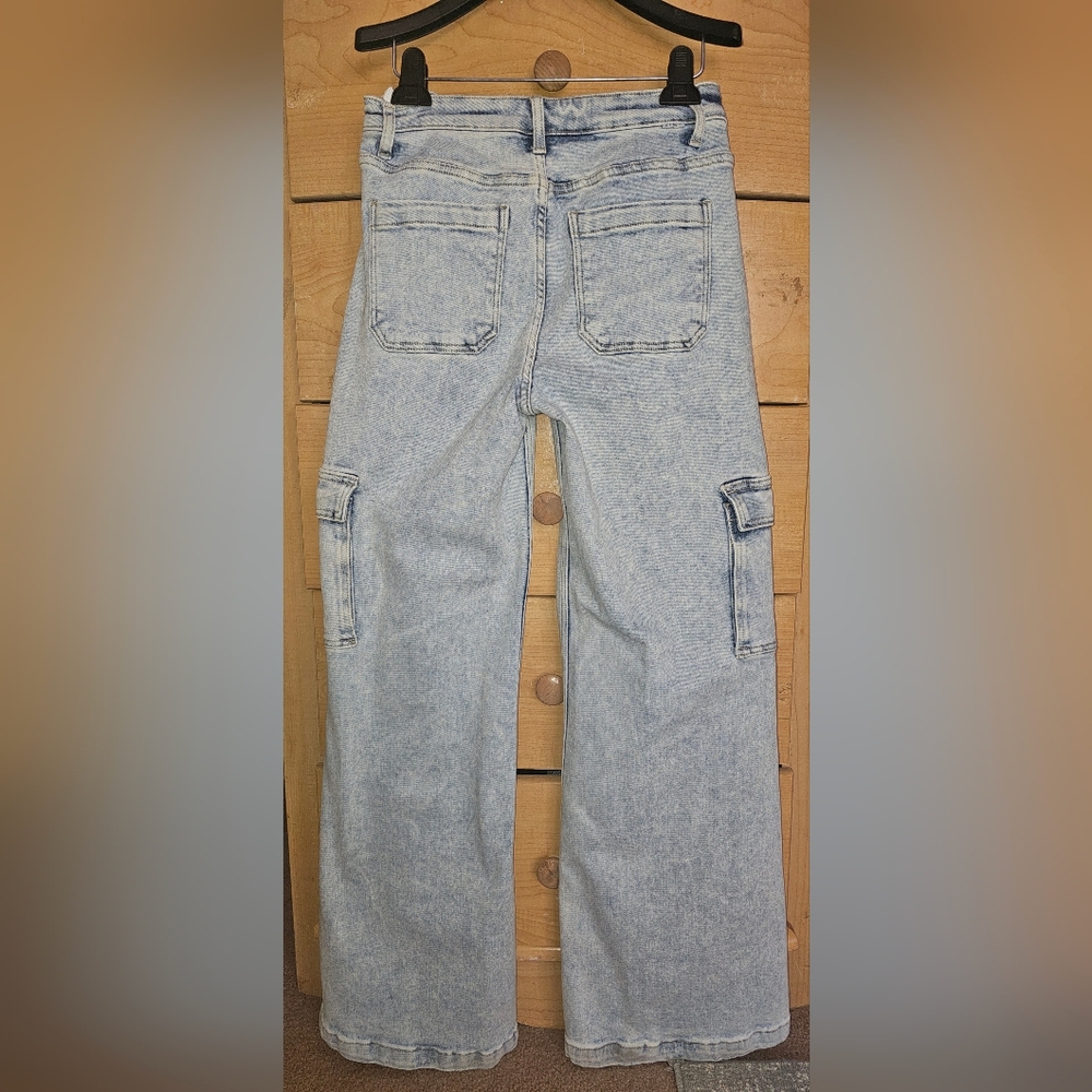 'Risen' Denim Wide Leg High Wasted Cargo Jeans Y2K 90's